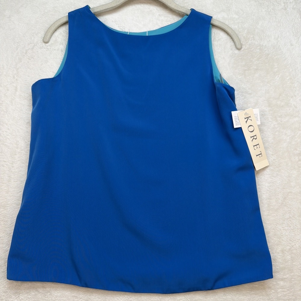 Vintage Reversible Shell Tank Top Small Coastal Blue Teal Sleeveless Petite